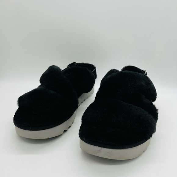 Koolaburra By UGG Black Faux Fur Criss Cross Strap Sandals Size 10 - Picture 2 of 15